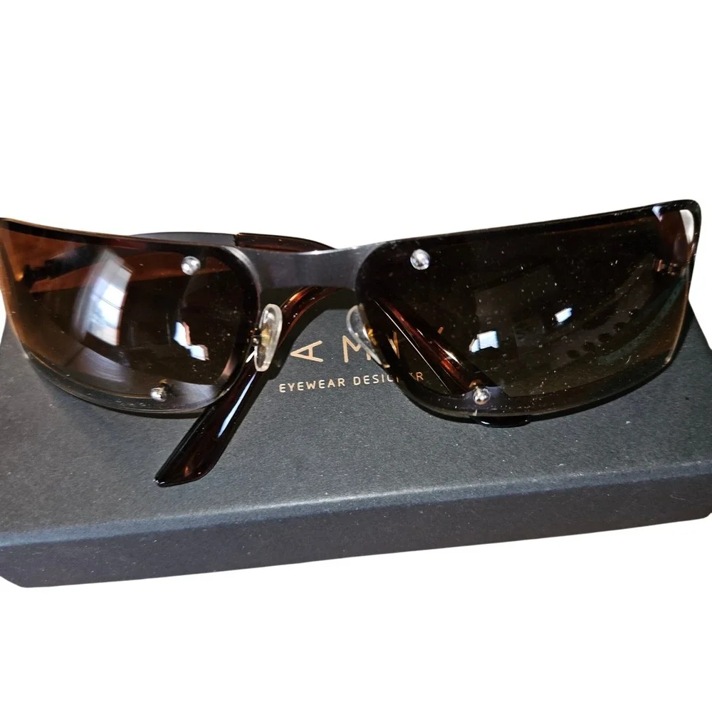 PAMIX Y2K Sunglasses Grey Frame Gradient Brown Lens B0BFNNDRKS New In Box‎